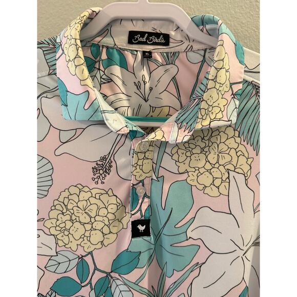 Bad Birdie Men's Pink Hawaiian Gardens Golf Polo Shirt Sz XL - Picture 3 of 7
